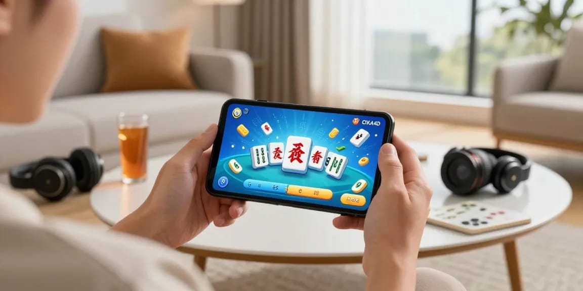 Engaging gameplay on CIKA4D Mahjong mobile app, depicting a player enjoying a vibrant digital game experience.