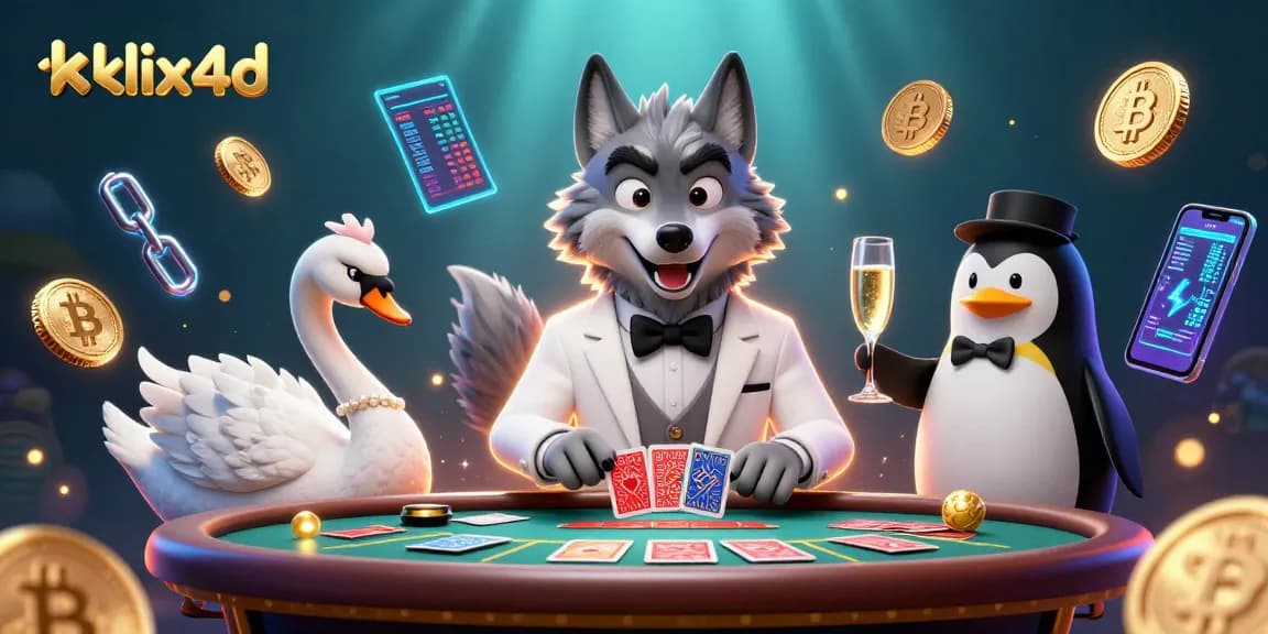 Menggunakan klix4d untuk bermain togel online dengan antusias dalam ilustrasi penuh warna yang menampilkan karakter kartun 3D.
