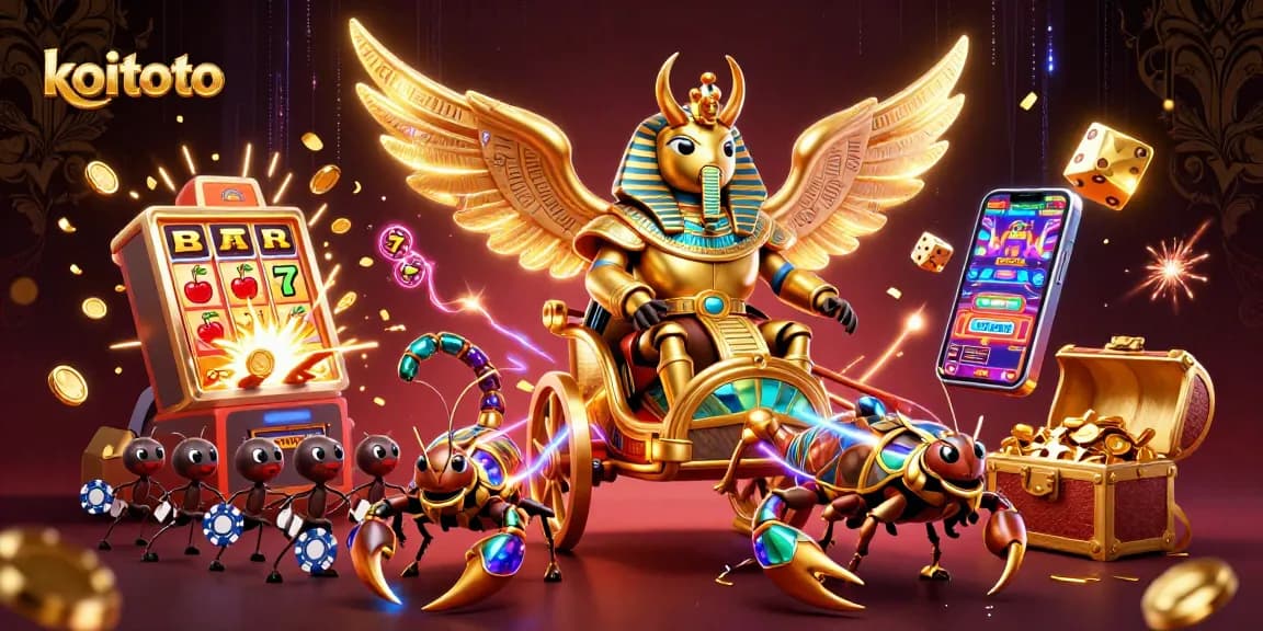 Koitoto menawarkan pengalaman bermain yang menarik dengan simbol slot dan karakter kaya di kasino.