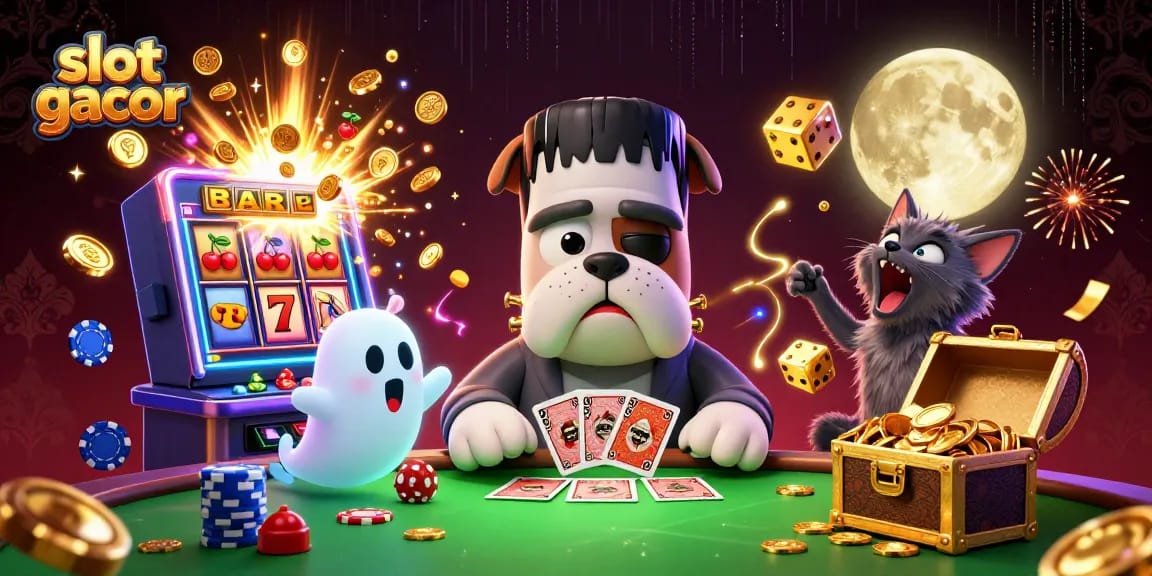 Engage with the excitement of slot gacor through this vibrant 3D illustration featuring animated casino elements.