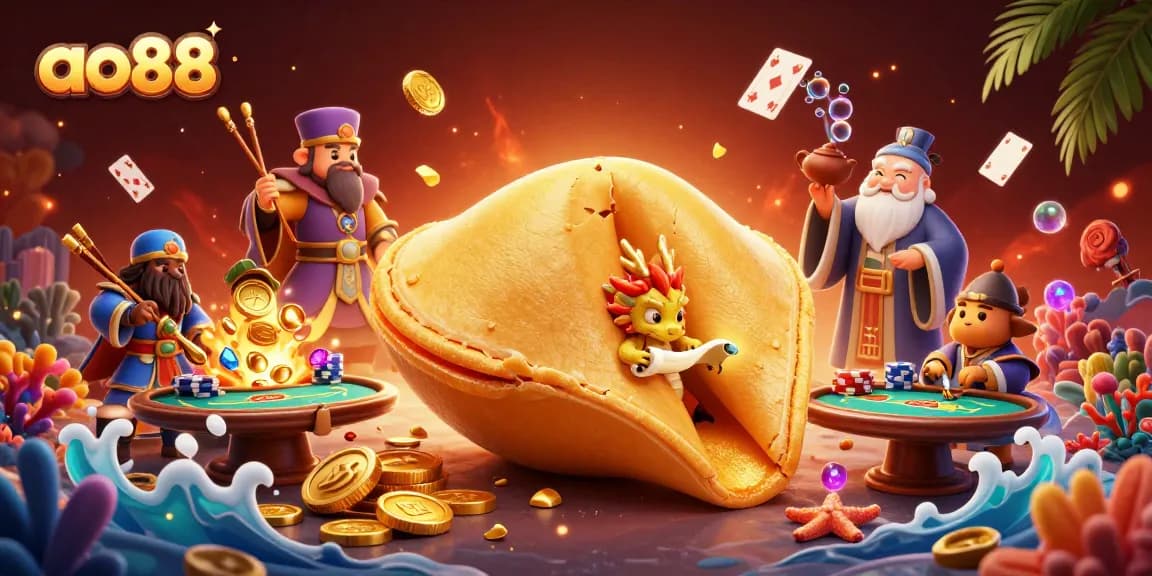 Engage with ao88's casino excitement through a vibrant illustration of fortune, luck, and gaming.