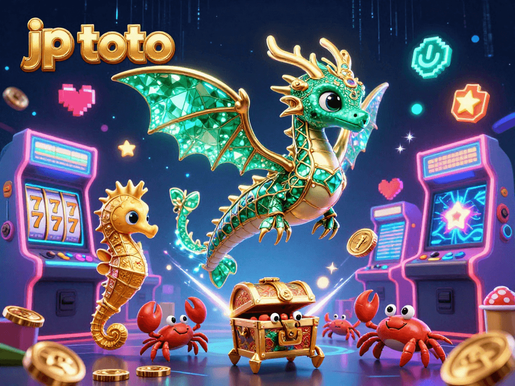 Experience the colorful world of jp toto with dynamic slots and games in a vibrant 3D casino setting.