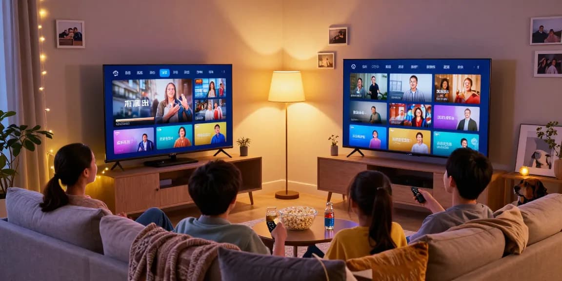 Découvrez la TV comme jamais auparavant avec un abonnement IPTV dans un salon chaleureux.