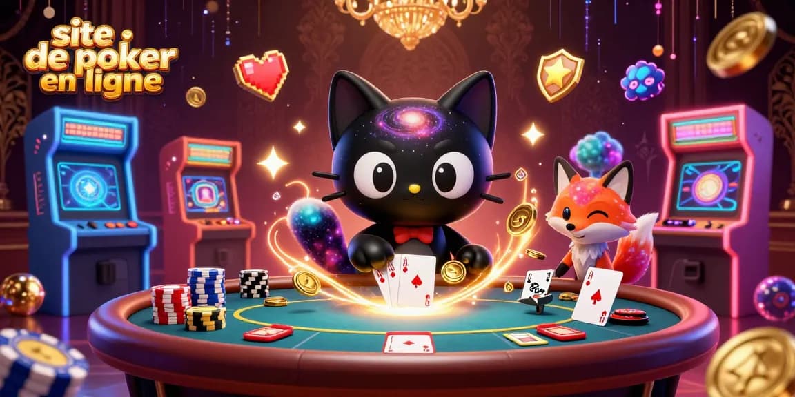 Gagnez avec le site de poker en ligne dans une illustration animée captivante.