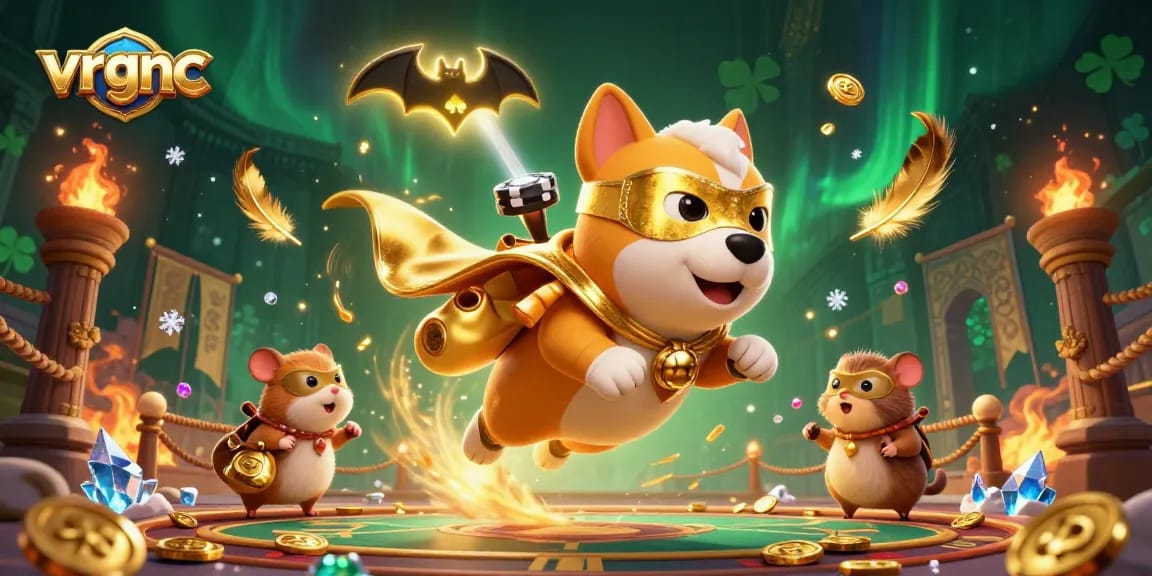 Experience thrilling Casino adventures with vrgnc, featuring a superhero dog, coins, and dynamic casino elements!