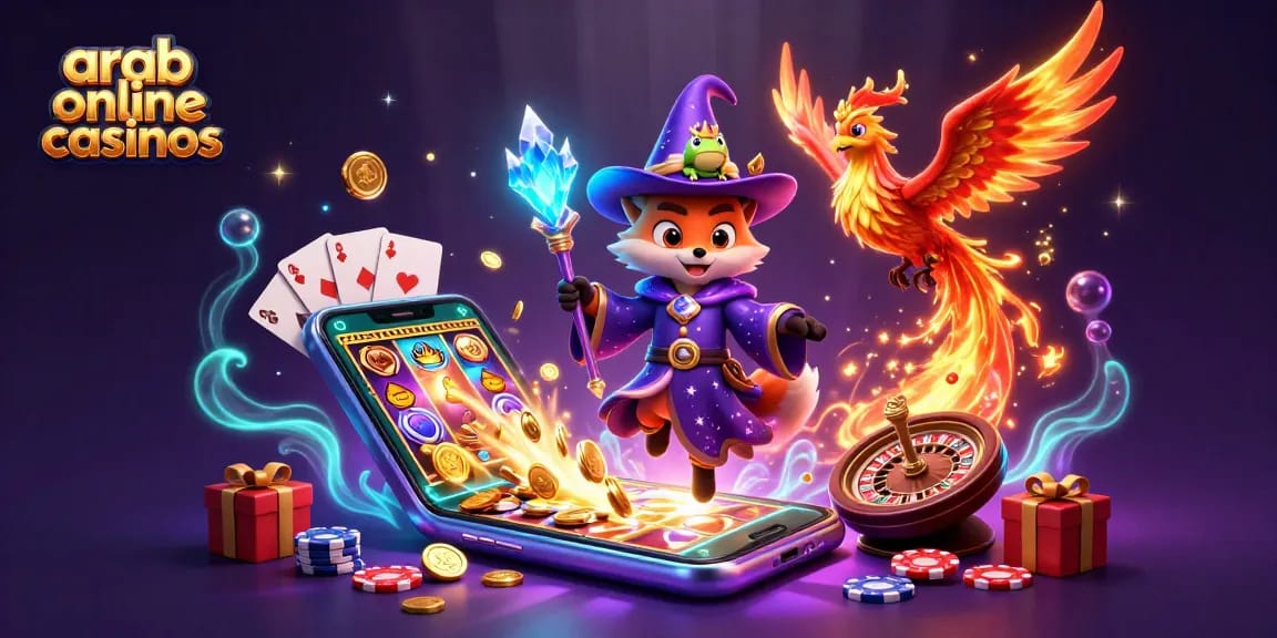 Experience thrilling wins at arab online casinos featuring a wizard fox and a fiery phoenix.