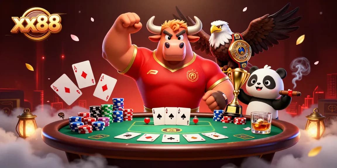 Challenge your luck at xx88 with this vibrant casino-themed illustration featuring dynamic characters.