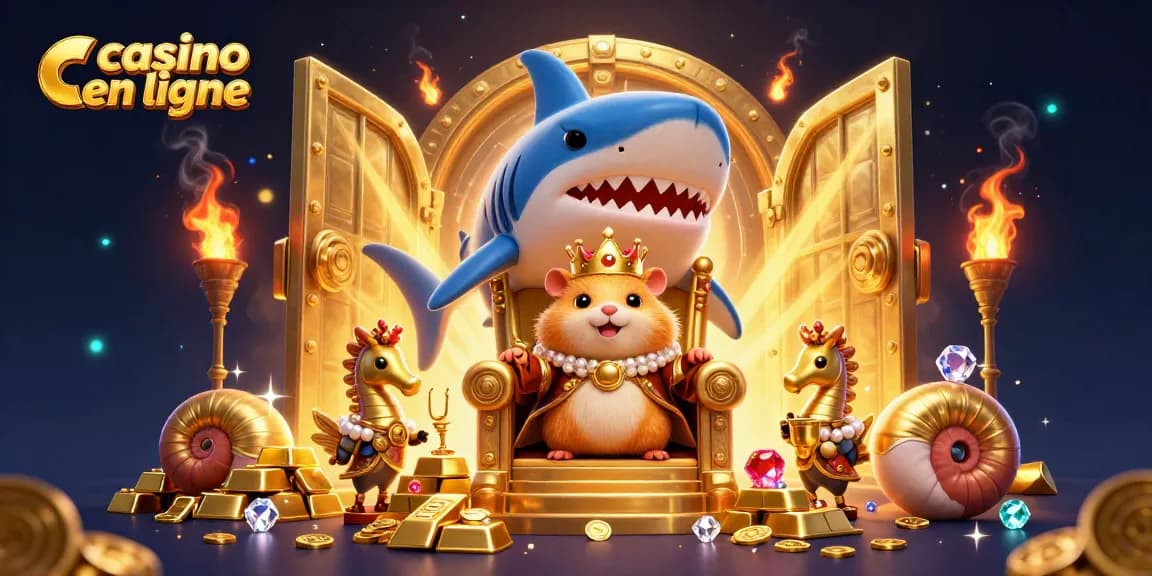 Découvrez le royaume du casino en ligne avec un roi hamster doré et ses trésors scintillants.