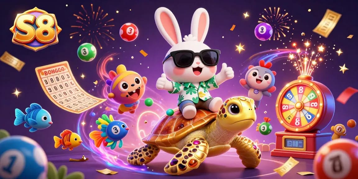 Experience S8's exciting rewards with a vibrant illustration of lucky casino gaming moments.