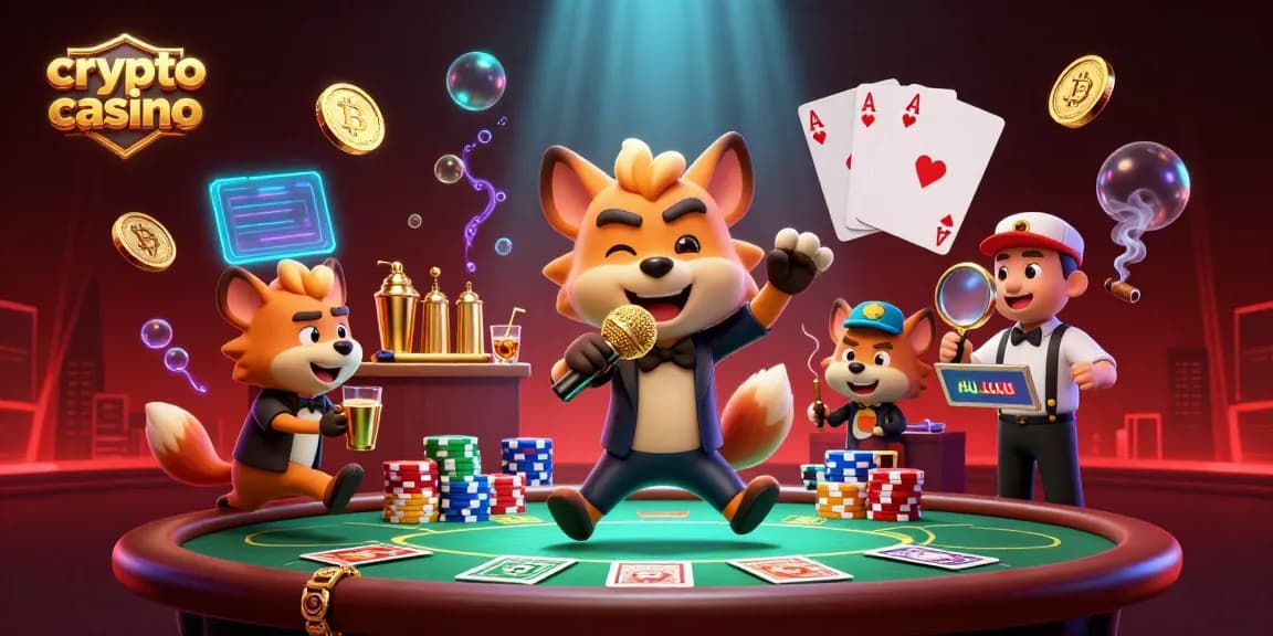 Juega en un crypto casino con divertidos personajes de hiena en un ambiente vibrante y lleno de acción.
