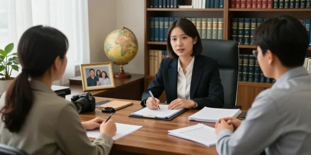 Consultation with a free immigration lawyer in a warm office