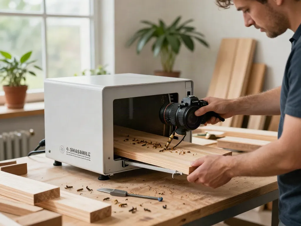 SHASHEL® equipment in use for eco-friendly wood treatment in a workshop