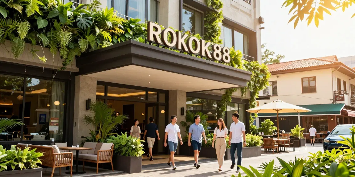 ROKOK88 hotel in Kebayoran Baru, featuring welcoming entrance and vibrant atmosphere.