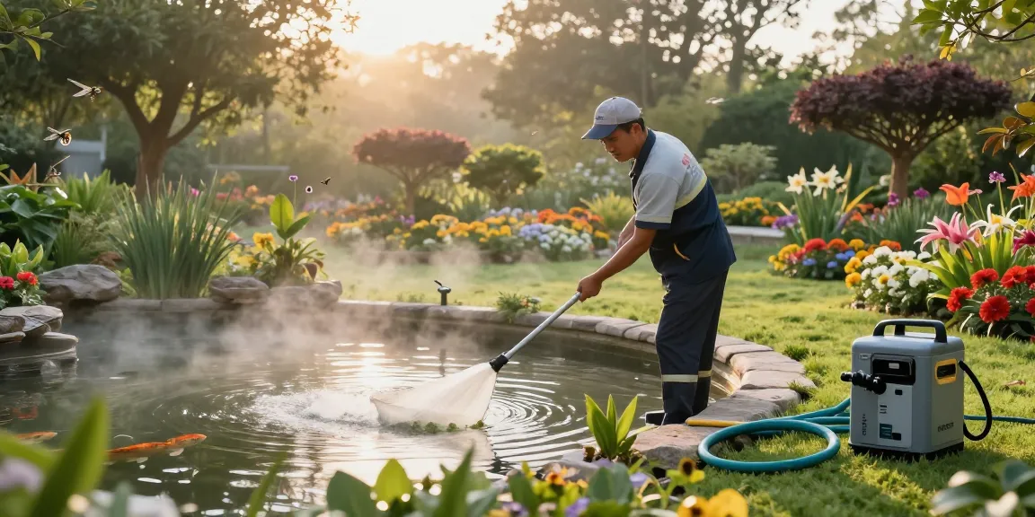 Professional Pond Cleaning London with expert cleaning services in a tranquil garden setting.