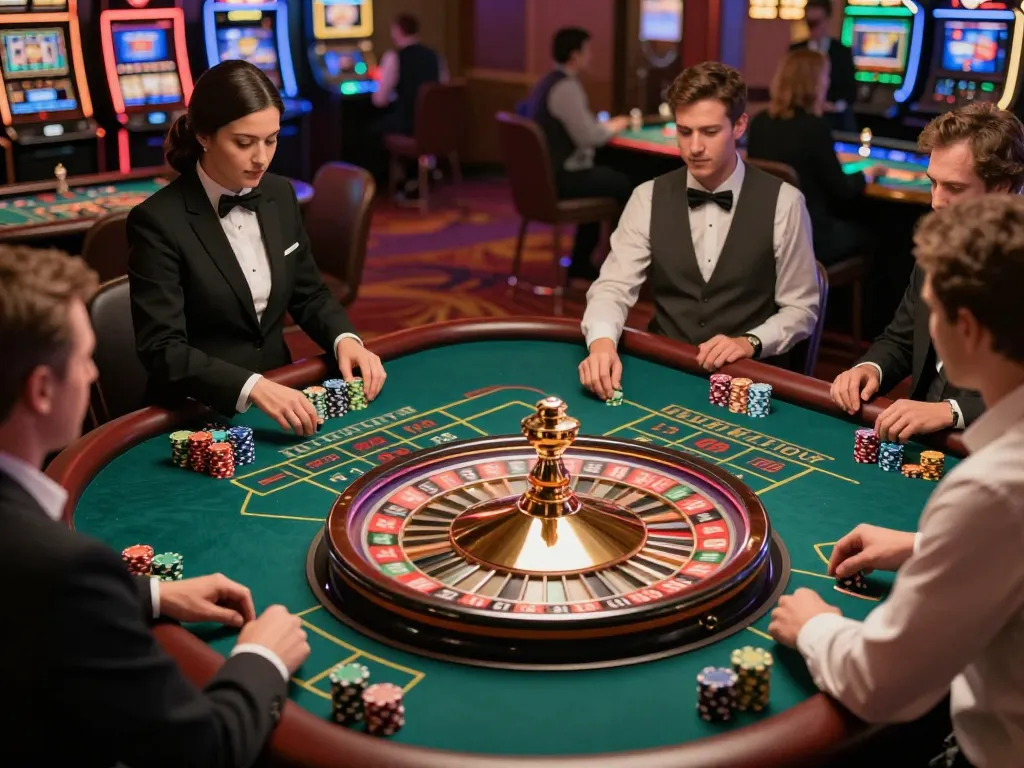 Players placing bets at the energetic roulette table featuring fc88 logo, showcasing vibrant casino atmosphere.