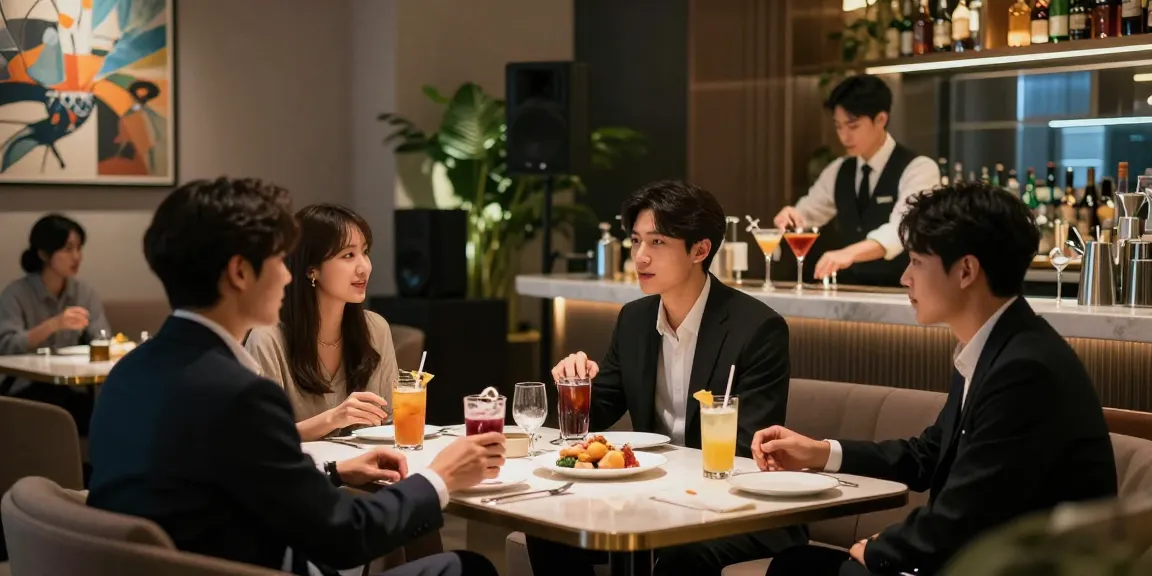 강남쩜오 고급 프리미엄 룸에서 친구들과 대화하는 모습