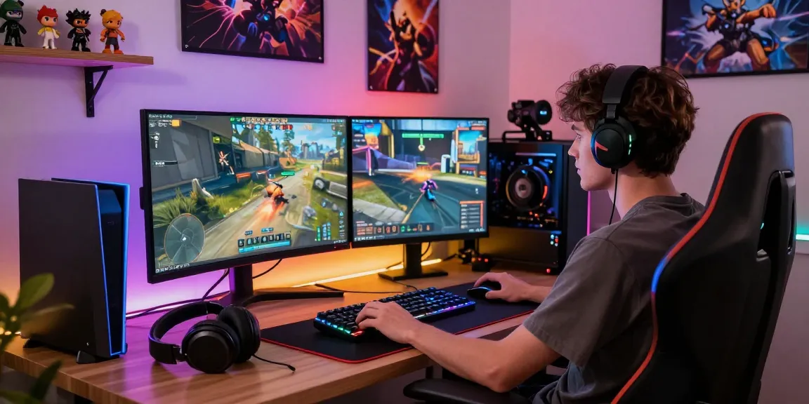 Engaging gaming setup featuring FAFA828 action on a vibrant monitor with RGB lighting.