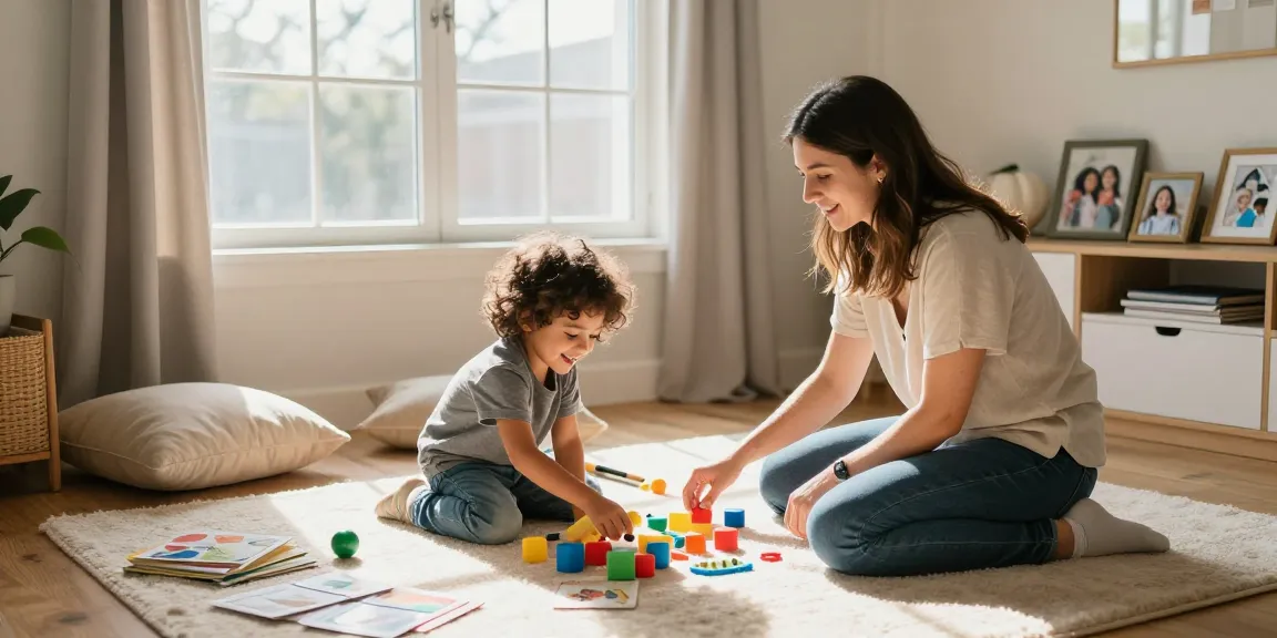 Child engaging in DIR floortime therapy session with therapist in a welcoming environment