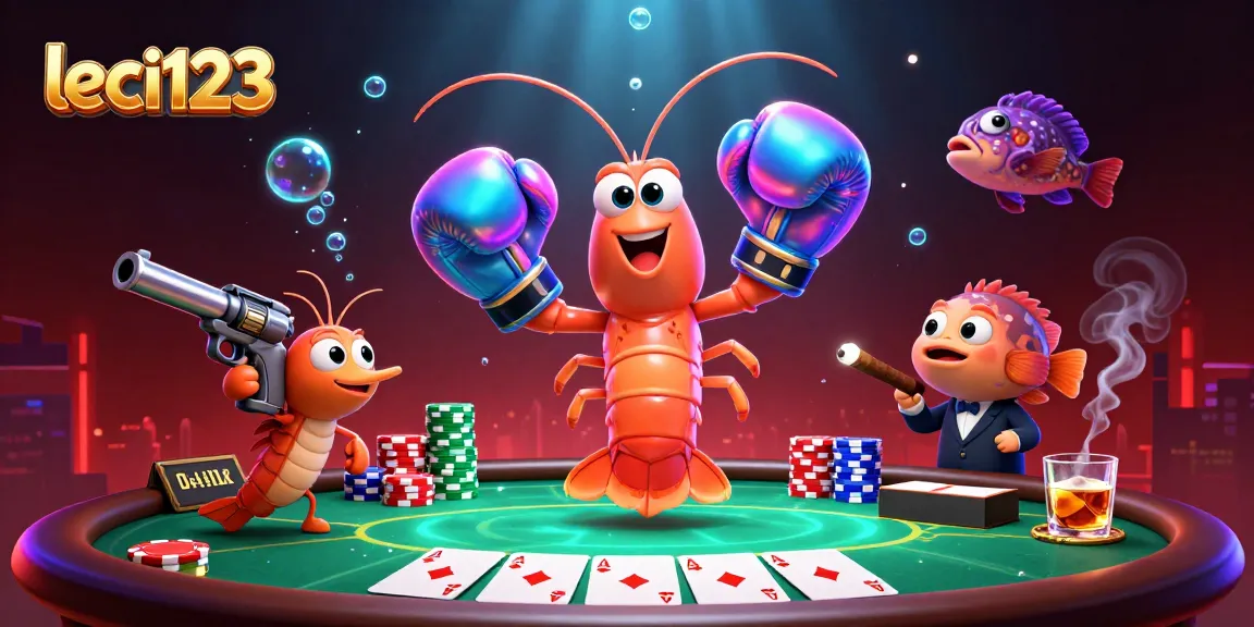 Experience thrilling action with leci123 as a mantis shrimp and friends dominate the poker table.