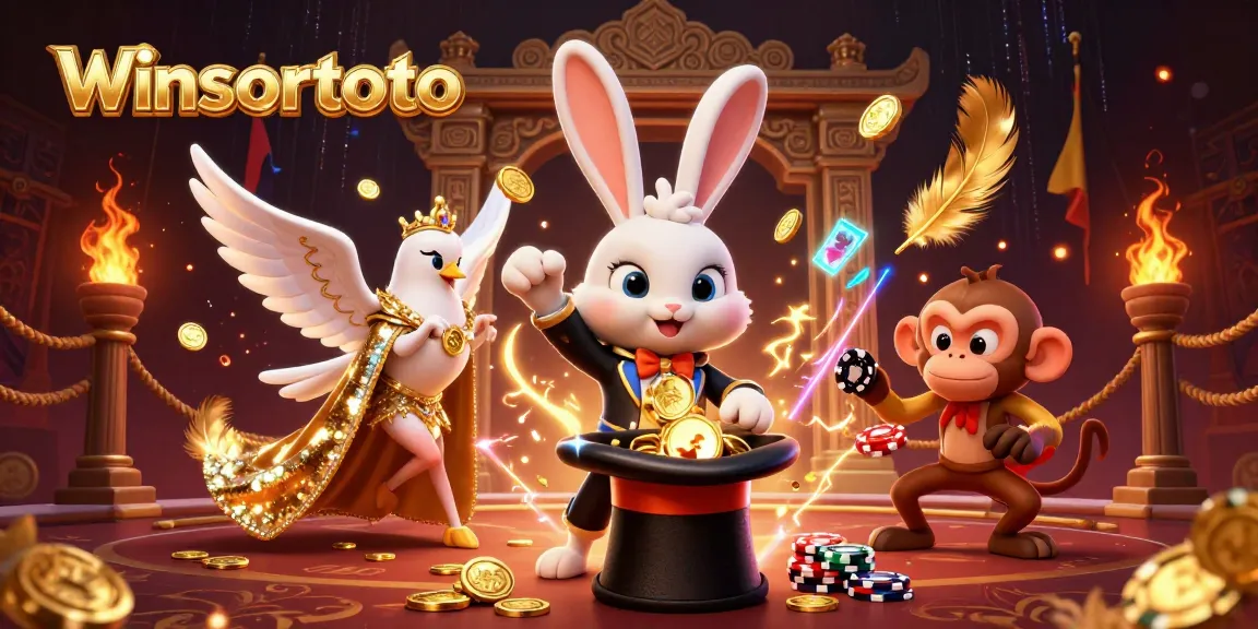 Memenangkan permainan di winsortoto dengan ilustrasi 3D magis yang menampilkan rubah dan koin emas.