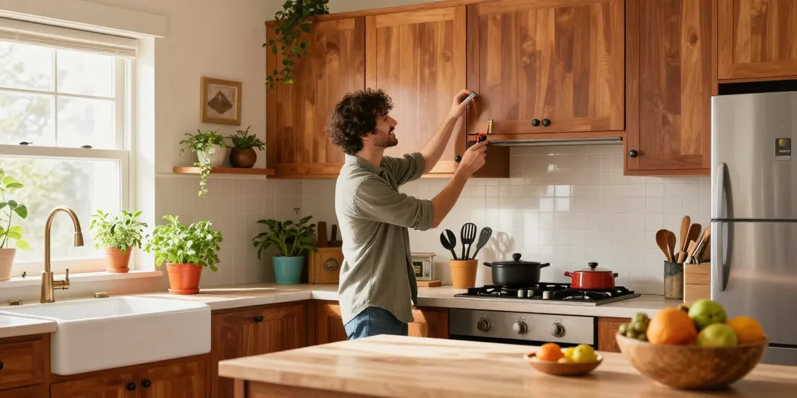 Discovering an affordable option for شراء مطابخ مستعملة بالرياض in a cozy kitchen space.