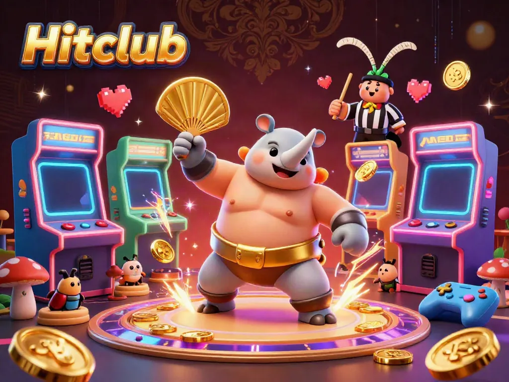 Experience excitement at Hitclub with a dynamic casino scene featuring a sumo beetle champion.