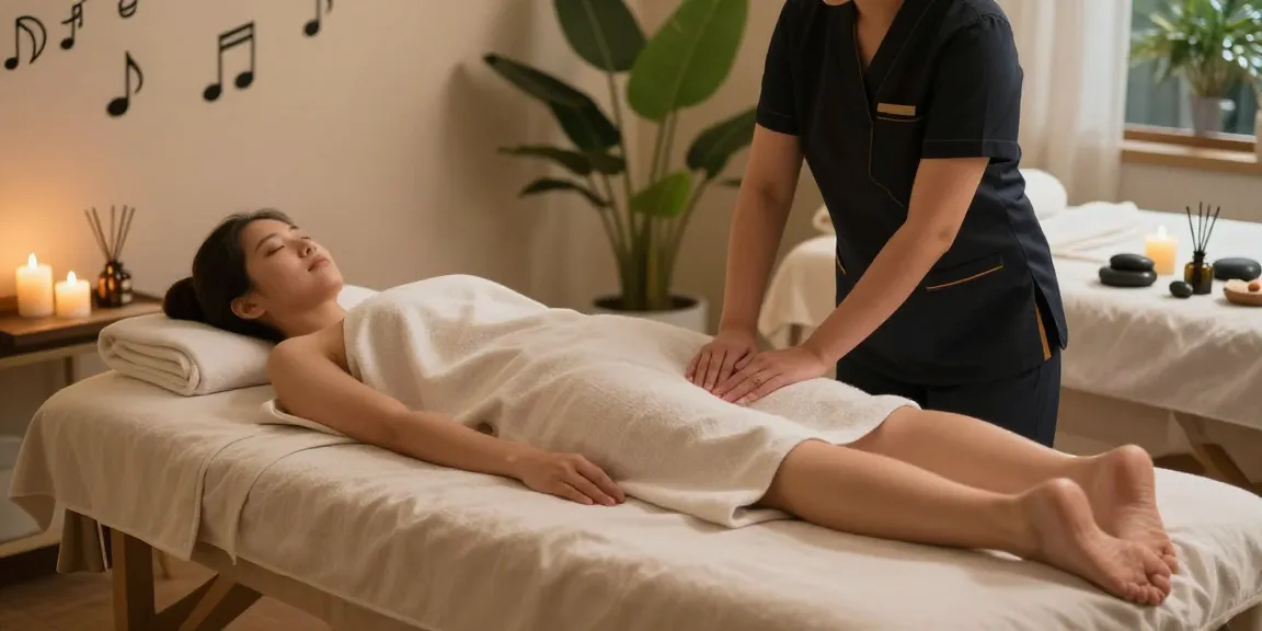 강남마사지 편안한 스파 환경에서 마사지받는 고객과 전문 치료사