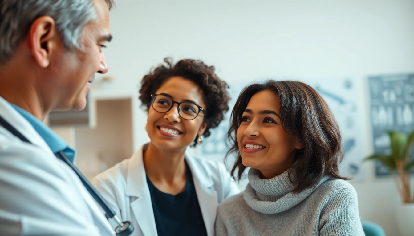 Engaging private gp consultation with a healthcare provider and a patient in a welcoming clinic.