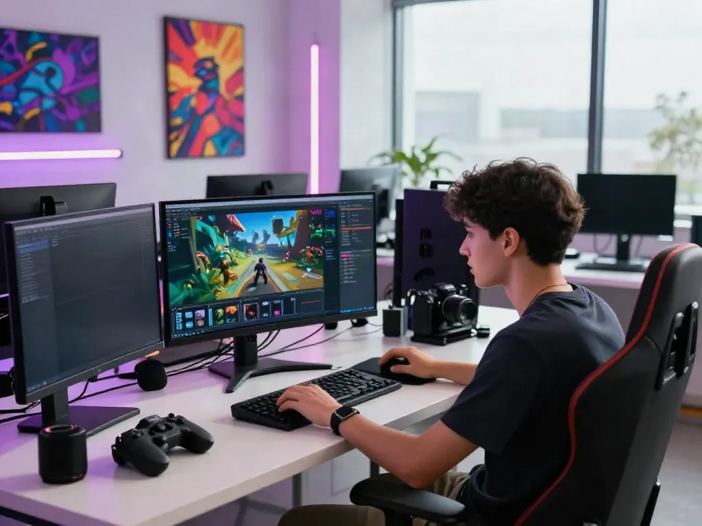 Dynamic digital workspace showcasing the rokok88 link in creative game design.