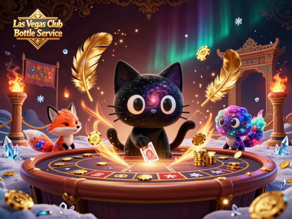 Experience Las Vegas Club Bottle Service with dynamic betting scene featuring cosmic characters.