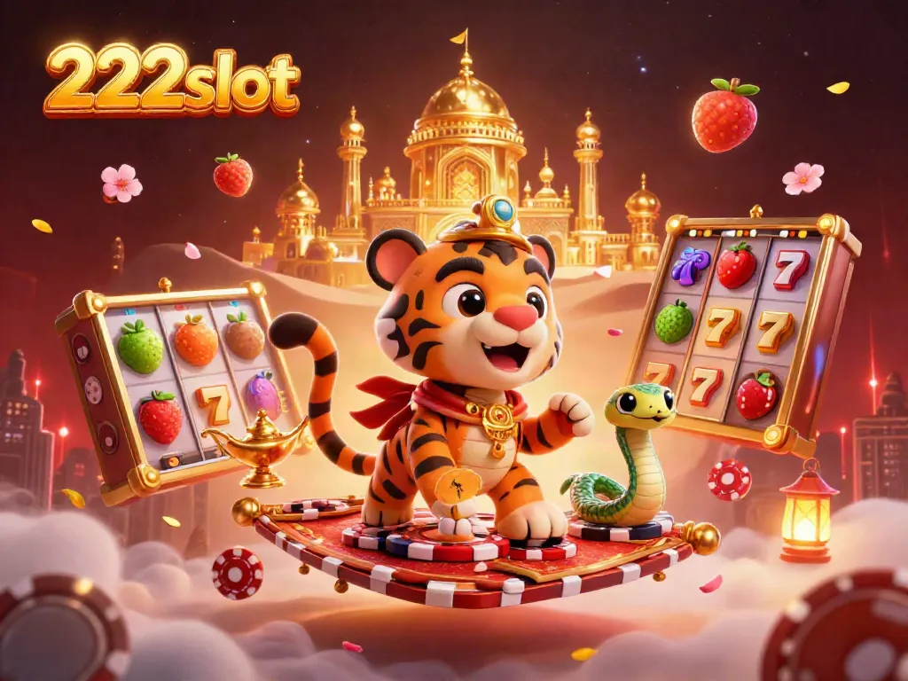 Permainan seru 222slot di arena kasino dengan sultan dan simbol keberuntungan dalam suasana berkilau.