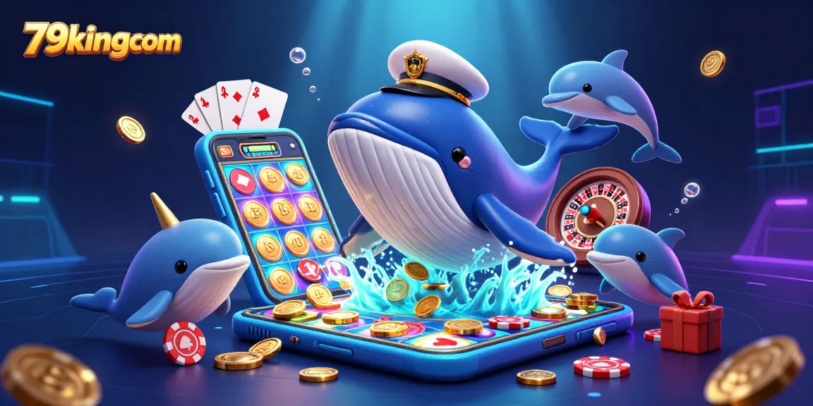 Experience vibrant gameplay at 79kingcom with a fantasy scene featuring a whale and poker chips.