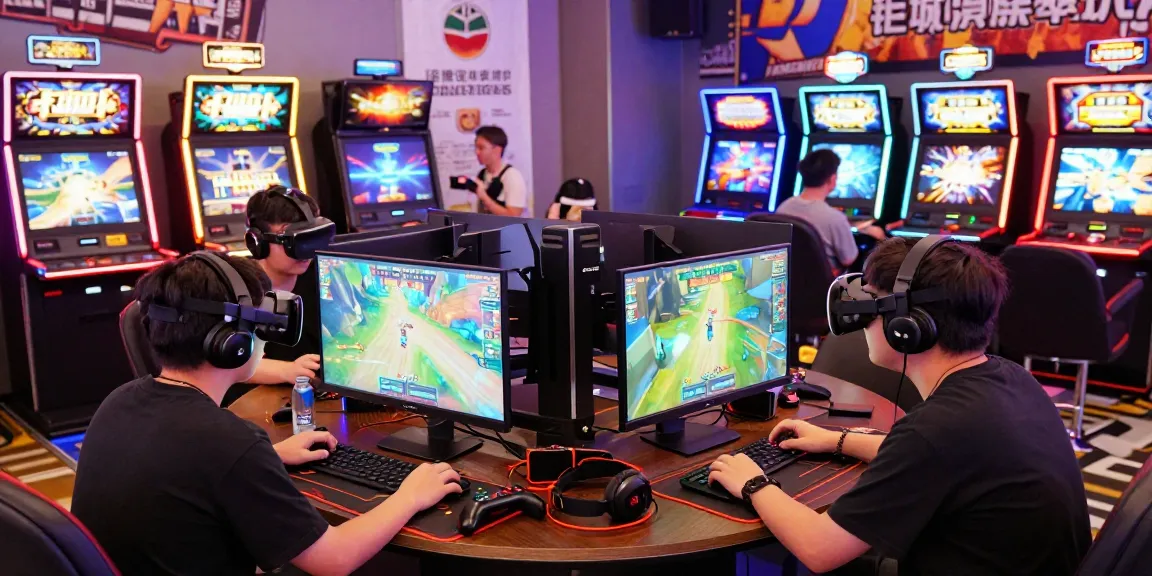 Experience the excitement at 鉅城娛樂城 with engaging online gaming setups and vibrant slot machines in a lively lounge atmosphere.