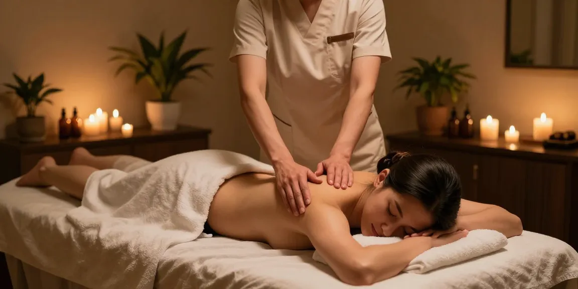 삼성동마사지 전문 마사지사와 고객이 편안한 마사지 공간에서 휴식을 취하고 있습니다.