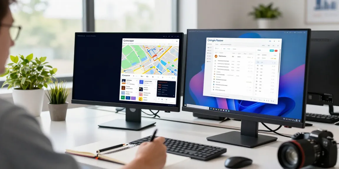 Outscraper Google Maps Scraper interface displayed on dual monitors in a professional workspace