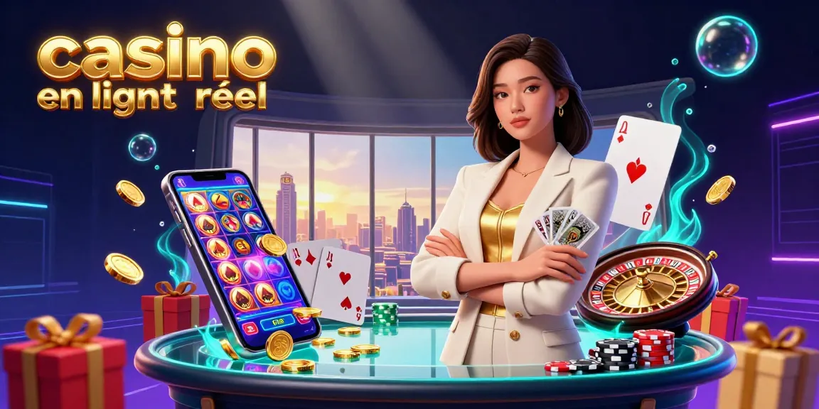 Découvrez l'excitation du casino en ligne argent réel avec des éléments de jeu dynamiques dans une illustration 3D vibrante.