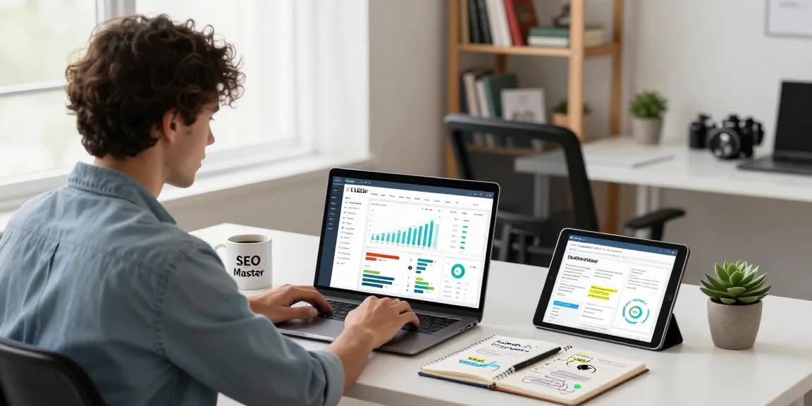 Digital marketer analyzing LLG link indexing performance in a modern workspace.