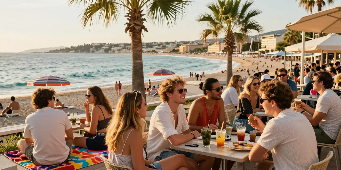 Where Can I Buy Weed, Hashish Or Hemp In Cannes, France? Best Guide - Friends enjoying cannabis-infused drinks at a beach café.