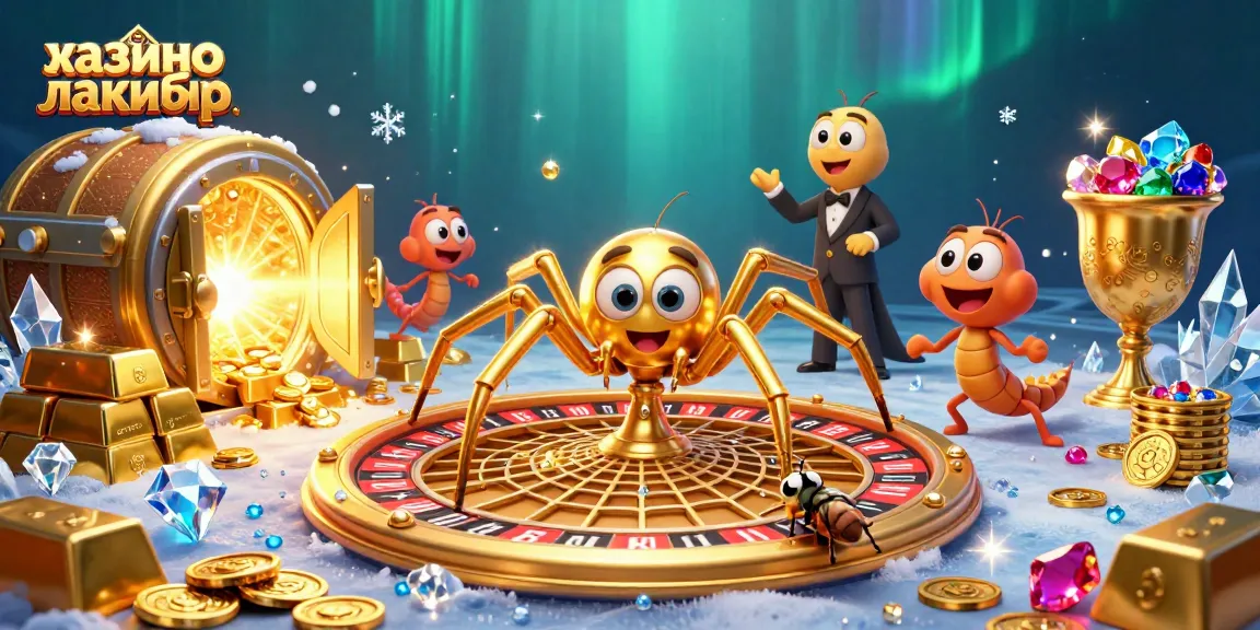 Engage with казино лакибир while the golden spider spins the roulette web in this vibrant 3D casino scene.