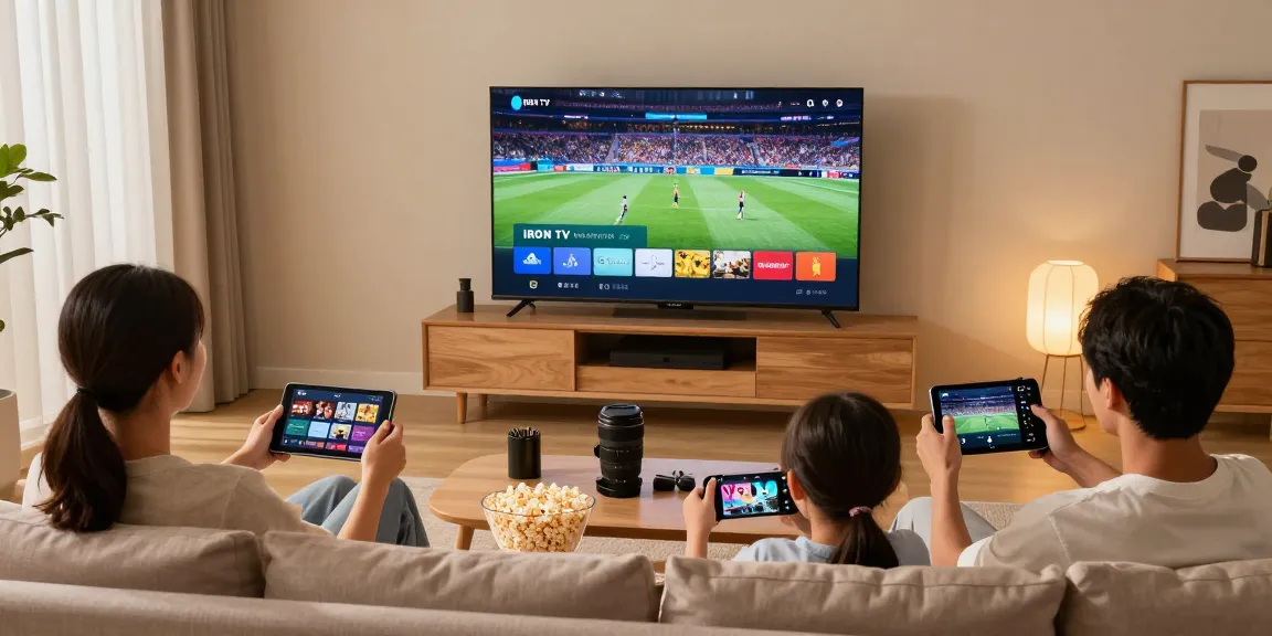 Expérience familiale avec IRON TV, streaming de films et sports en haute qualité.