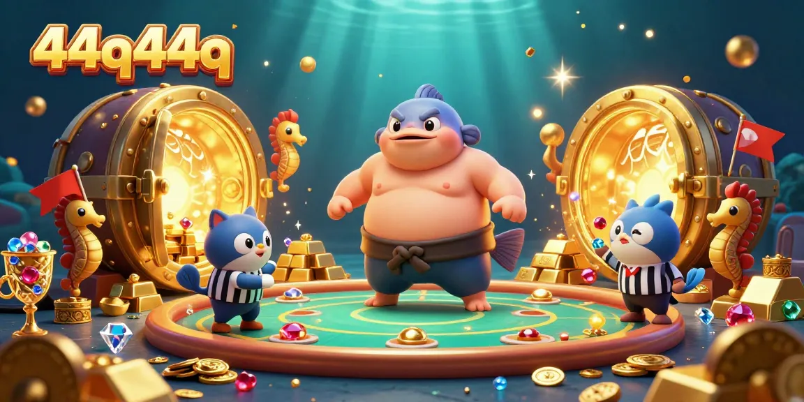 Experience excitement at 44q44q with the fugu sumo showdown in a vibrant underwater casino scene.