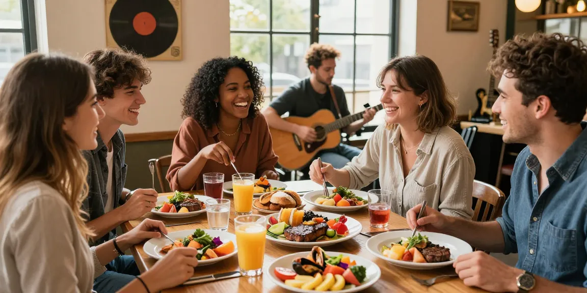 Inviting brunch richmond experience at The Story Café with friends enjoying gourmet dishes in a warm, antique setting.