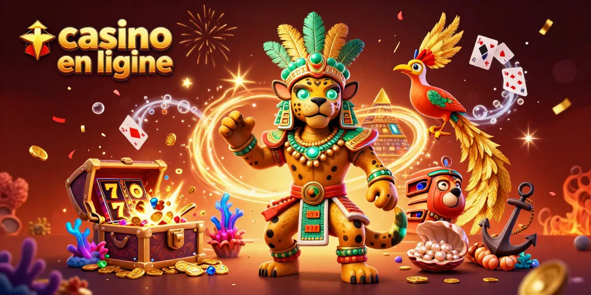 Illustration captivante de casino en ligne montrant un prêtre jaguar avec des éléments de jeu dynamiques.