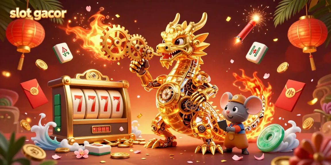 Slot gacor menawarkan pengalaman bermain menarik dengan karakter naga emas dan simbol permainan yang meriah.