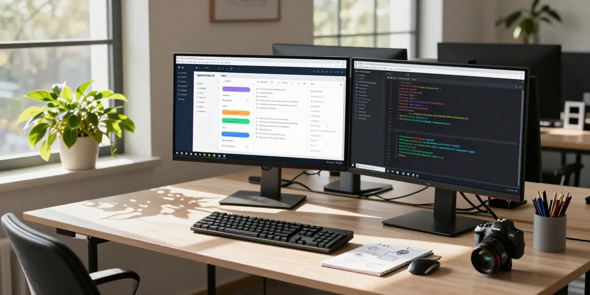 Developer exploring openclaw skills in a modern workspace with multiple monitors and a vibrant office setup.