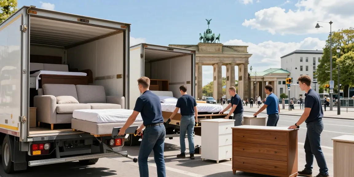 Efficient Wohnungsentrümpelung Berlin team unloading furniture, embodying service quality.