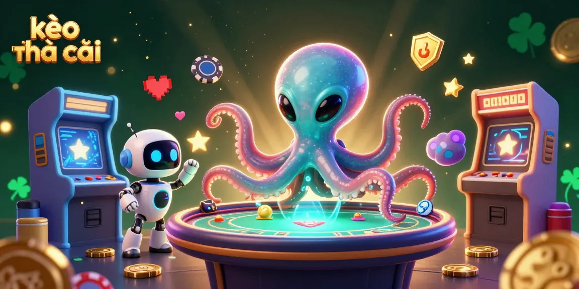 Engage with kèo nhà cái in this dynamic illustration featuring an alien octopus at a poker table.
