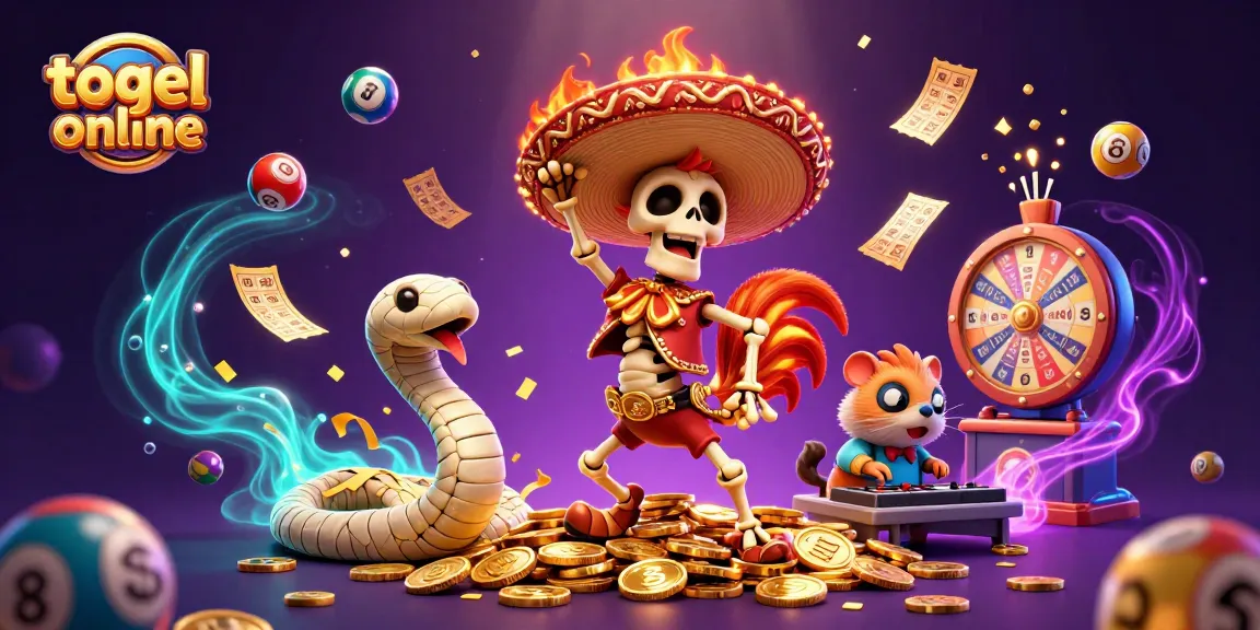 Mengalami keseruan togel online dengan gambar karakter kartun yang menari di atas tumpukan koin emas.