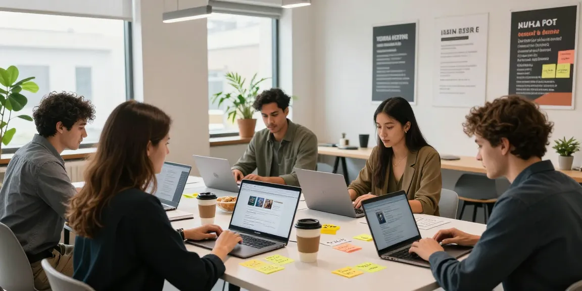 Job seekers collaborating in a modern space on how to find a job efficiently.