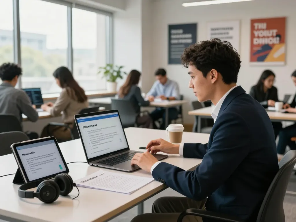 Engaged user practicing with an AI interview assistant during a mock interview session.